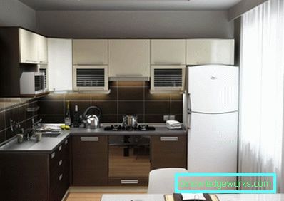 Дизайн маленької кухні 5 кв м з холодильником